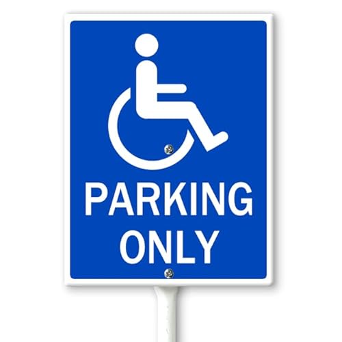 Horienteeon Handicap Parking Only Hofschild mit Heringen, 11,5 x 15 cm, stabiles Aluminiumschild, rostfrei, Behindertenschilder für Parkplatz, Parkplatz, nur für Behinderte von Horienteeon