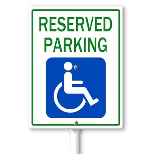 Horienteeon Handicap Parking Reserved Parking Yard Schild mit Heringen, 17,5 x 22 cm, stabiles Aluminiumschild, rostfrei, Behindertenschilder für Parkplatz, Behindertenparkplatz, Parkplatzschild von Horienteeon