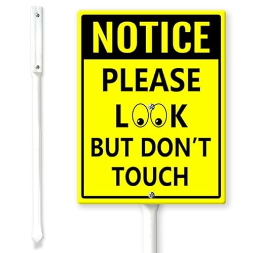 Horienteeon Hinweisschild "Please Look But Do Not Touch Hof" mit Heringen, 11,5 x 15 cm, stabiles Aluminiumschild, rostfrei, nicht berühren, Warnschild "Please Do Not Touch, Dont Touch" Schild von Horienteeon