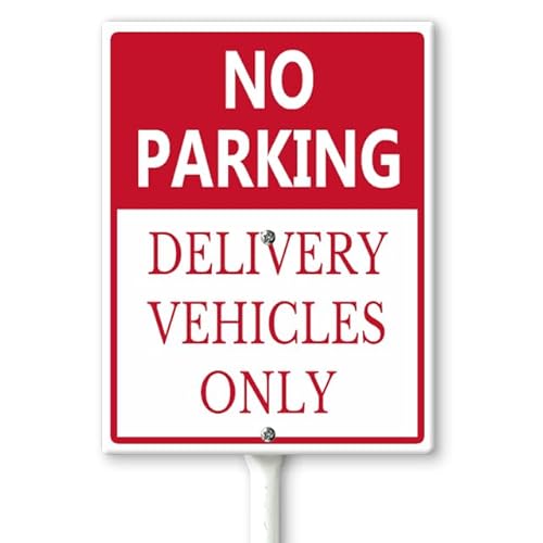 Horienteeon Schild "No Parking – Delivery Vehicles Only", Hofschild mit Heringen, 11,5 x 15 cm, stabiles Aluminium-Schild, rostfrei, keine LKW-Parkplätze – Schild mit Aufschrift "No Trucks allowed" – von Horienteeon