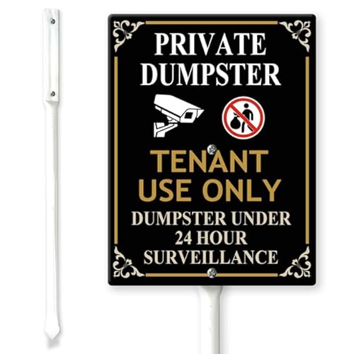 Horienteeon Schild "Private Dumpster", "Tenant Use Only Dumpster Under 24 Hour Surveillance" mit Heringen, 11,5 x 15 cm, stabile Aluminiumschilder, "No Dumping Private Property Videoüberwachung" von Horienteeon