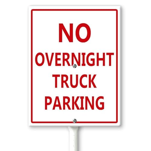 Horienteeon Schild mit Aufschrift "No Overnight Truck Parking Hof" mit Heringen, 17,5 x 22 cm, stabiles Aluminium-Schild, rostfrei, keine LKW-Parkschilder, keine LKWs erlaubt, keine LKWs von Horienteeon