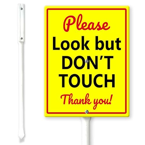 Horienteeon Schild mit Aufschrift "Please Look But Don't Touch Yard with Stakes" 20 x 30 cm, stabiles Aluminiumschild, rostfrei, "Do Not Touch", "Caution Sign Please Do Not Touch", "No von Horienteeon