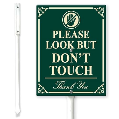 Horienteeon Schild mit Aufschrift "Please Look but Don't Touch Yard mit Pfäden", 11,5 x 15 cm, stabiles Aluminiumschild, Aufschrift "Do Not Touch", "Please Do Not Touch", "No Touching" von Horienteeon