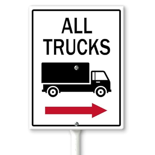 Horienteeon Schild mit Pfeil "All Trucks with Right Arrow", mit Pfeilen, 11,5 x 15 cm, stabiles Aluminiumschild, rostfrei, keine Lieferwagen, keine Lastwagen erlaubt, keine LKWs von Horienteeon