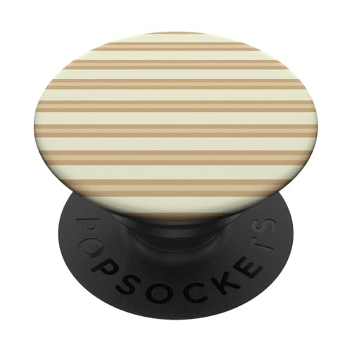 Beige Hellbraun gestreift ästhetische Mädchen adrette Streifen PopSockets Klebender PopGrip von Horizontal Stripes Elegant Pattern