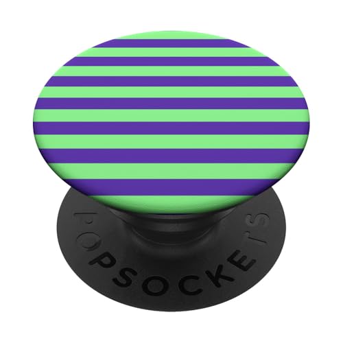 Grün / Lila gestreift, mädchenhafte ästhetische adrette Streifen PopSockets Klebender PopGrip von Horizontal Stripes Elegant Pattern