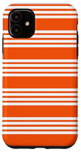 Hülle für iPhone 11 Orange Weiß gestreift ästhetische Mädchen adrette Streifen von Horizontal Stripes Elegant Pattern