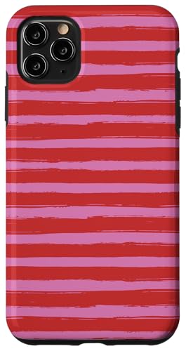 Hülle für iPhone 11 Pro Max Hot Pink gestreifte mädchenhafte ästhetische adrette Streifen von Horizontal Stripes Elegant Pattern