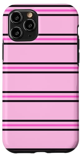 Hülle für iPhone 11 Pro Rosa und Blau Marineblau gestreift Girly Aesthetic Preppy Stripe von Horizontal Stripes Elegant Pattern