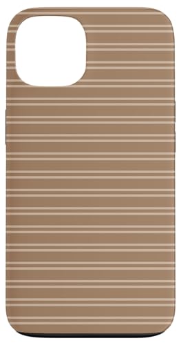 Hülle für iPhone 13 Braun Hellbraun gestreift Mädchen ästhetisch adrette Streifen von Horizontal Stripes Elegant Pattern