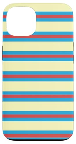 Hülle für iPhone 13 Rot Blau Gestreift Ästhetisch Girly Preppy Beige Streifen von Horizontal Stripes Elegant Pattern