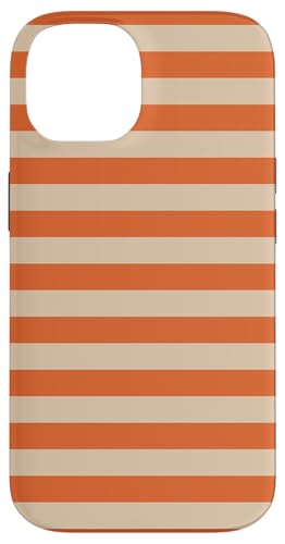 Hülle für iPhone 14 Orange Beige Gestreift Girly Aesthetic Preppy Stripes von Horizontal Stripes Elegant Pattern