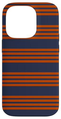 Hülle für iPhone 14 Pro Gebranntes Orange Marineblau gestreift ästhetisch Mädchen adrette Streifen von Horizontal Stripes Elegant Pattern