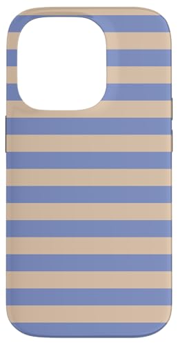 Hülle für iPhone 14 Pro Lila Hellbraun gestreift Mädchen ästhetische adrette Streifen von Horizontal Stripes Elegant Pattern