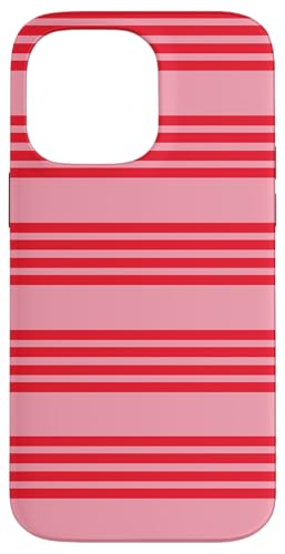 Hülle für iPhone 14 Pro Max Rosa Rot gestreift ästhetisch Mädchen adrette Streifen von Horizontal Stripes Elegant Pattern