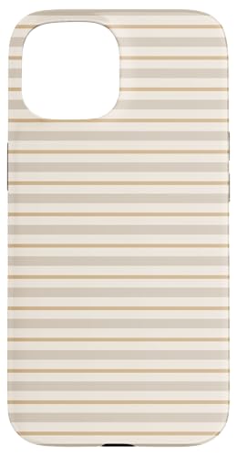 Hülle für iPhone 15 Beige Hellbraun gestreift ästhetische Mädchen adrette Streifen von Horizontal Stripes Elegant Pattern