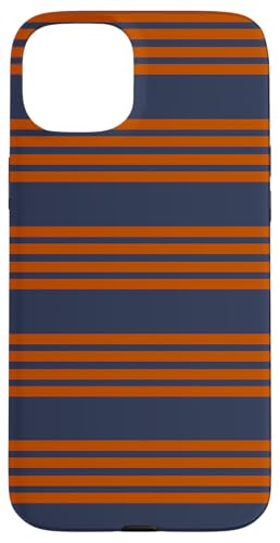 Hülle für iPhone 15 Plus Gebranntes Orange Marineblau gestreift ästhetisch Mädchen adrette Streifen von Horizontal Stripes Elegant Pattern