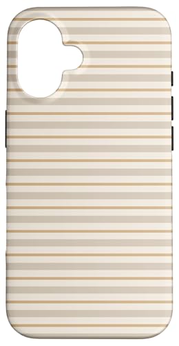 Hülle für iPhone 16 Beige Hellbraun gestreift ästhetische Mädchen adrette Streifen von Horizontal Stripes Elegant Pattern