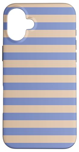 Hülle für iPhone 16 Plus Lila Hellbraun gestreift Mädchen ästhetische adrette Streifen von Horizontal Stripes Elegant Pattern