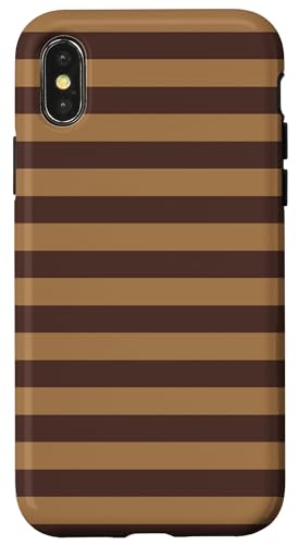 Hülle für iPhone X/XS Braun gestreifte mädchenhafte ästhetische adrette Streifen von Horizontal Stripes Elegant Pattern