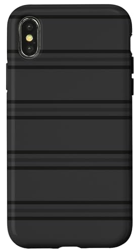 Hülle für iPhone X/XS Schwarz und Grau gestreift, mädchenhaft, ästhetisch, adrett gestreift von Horizontal Stripes Elegant Pattern