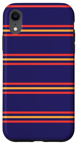 Hülle für iPhone XR Blau Marineblau Rot Gelb Gestreift Girly Aesthetic Preppy Stripe von Horizontal Stripes Elegant Pattern