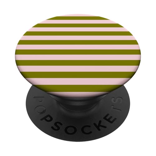 Olivgrün Rosa gestreift mädchenhaft ästhetisch adrette Streifen PopSockets Klebender PopGrip von Horizontal Stripes Elegant Pattern