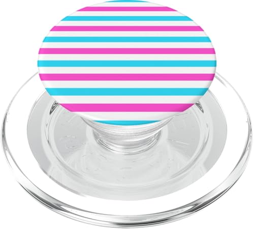 Rosa Blau Gestreift Girly Aesthetic Preppy White Stripes PopSockets PopGrip für MagSafe von Horizontal Stripes Elegant Pattern