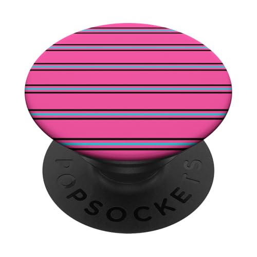 Rosa Blau Schwarz Gestreift Girly Aesthetic Preppy Stripe PopSockets Klebender PopGrip von Horizontal Stripes Elegant Pattern