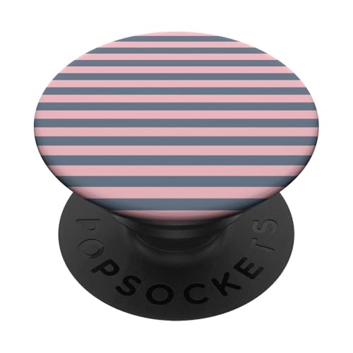 Rosa Grau gestreift Mädchen ästhetische adrette Streifen PopSockets Klebender PopGrip von Horizontal Stripes Elegant Pattern