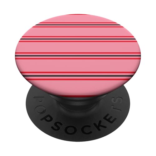 Rosa und Rot gestreift, niedlich, ästhetisch, adrett, gestreift PopSockets Klebender PopGrip von Horizontal Stripes Elegant Pattern