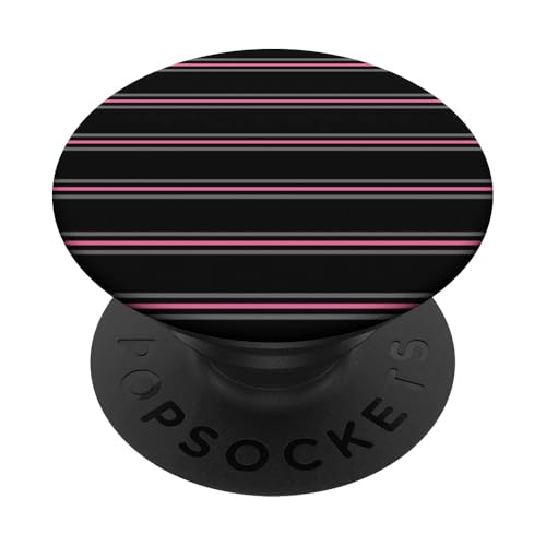 Schwarz Rosa Grau Gestreift Girly Aesthetic Preppy Stripe PopSockets Klebender PopGrip von Horizontal Stripes Elegant Pattern