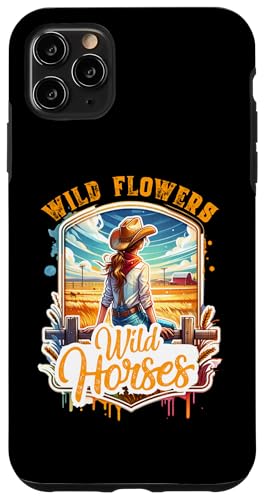 Hülle für iPhone 11 Pro Max Reitsport Cowgirl Reitpferd Wildblumen Wildpferde von Horse Riding Gifts for Women & Girls