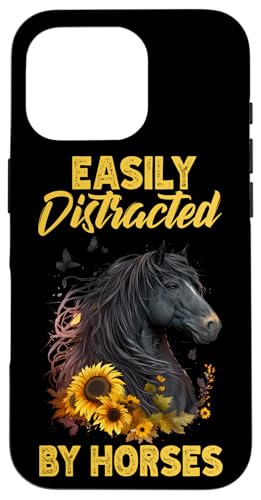 Leicht abgelenkt von Pferden, die Reiten reiten, Blumenpferde Hülle für iPhone 16 Pro von Horse Riding Gifts for Women & Girls