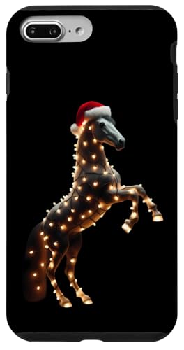 Hülle für iPhone 7 Plus/8 Plus Pferd mit Weihnachtsmütze und Weihnachtsbeleuchtung Liebhaber Besitzer Xmas von Horse With Santa Hat And Christmas Products