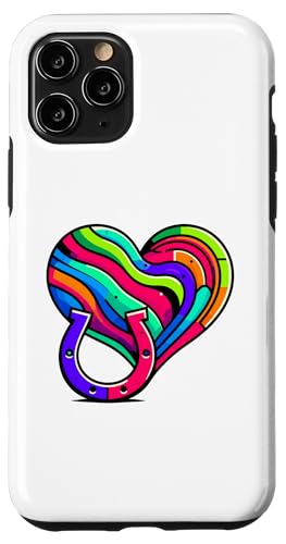 Hülle für iPhone 11 Pro Bunte Art Hufeisen Pferd Reiten Reiter von Horseback Riding Equestrian Gifts