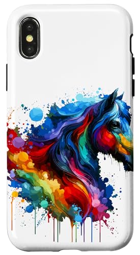 Splash Art Pferd Reiten Reiter Pferde Hülle für iPhone X/XS von Horseback Riding Equestrian Gifts