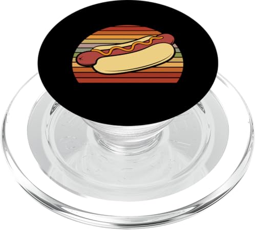 Retro-Hotdog-Illustration mit Streifen PopSockets PopGrip für MagSafe von Hot Dog Enthusiasts and Hot Dog Lover Gifts