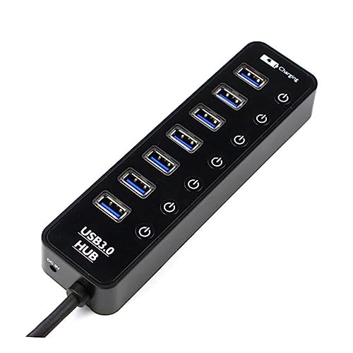 Housoutil USB 30 7 Port Kompakter Datenhub Mit Hochgeschwindigkeits Ladeanschlüssen Tragbarer USB Hub Für Laptop PC Und Zubehör Ideal Für Zuhause Und Büro von Housoutil