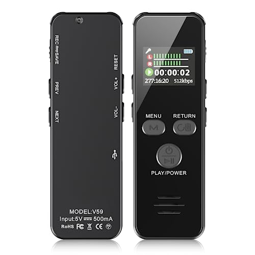 Howabo 60H Diktiergerät, 128GB 1536kbps Aufnahmegerät mit Spracherkennung und Passwort, USB C Voice Recorder für Vorlesungen Meeting Klasse Interviews von Howabo