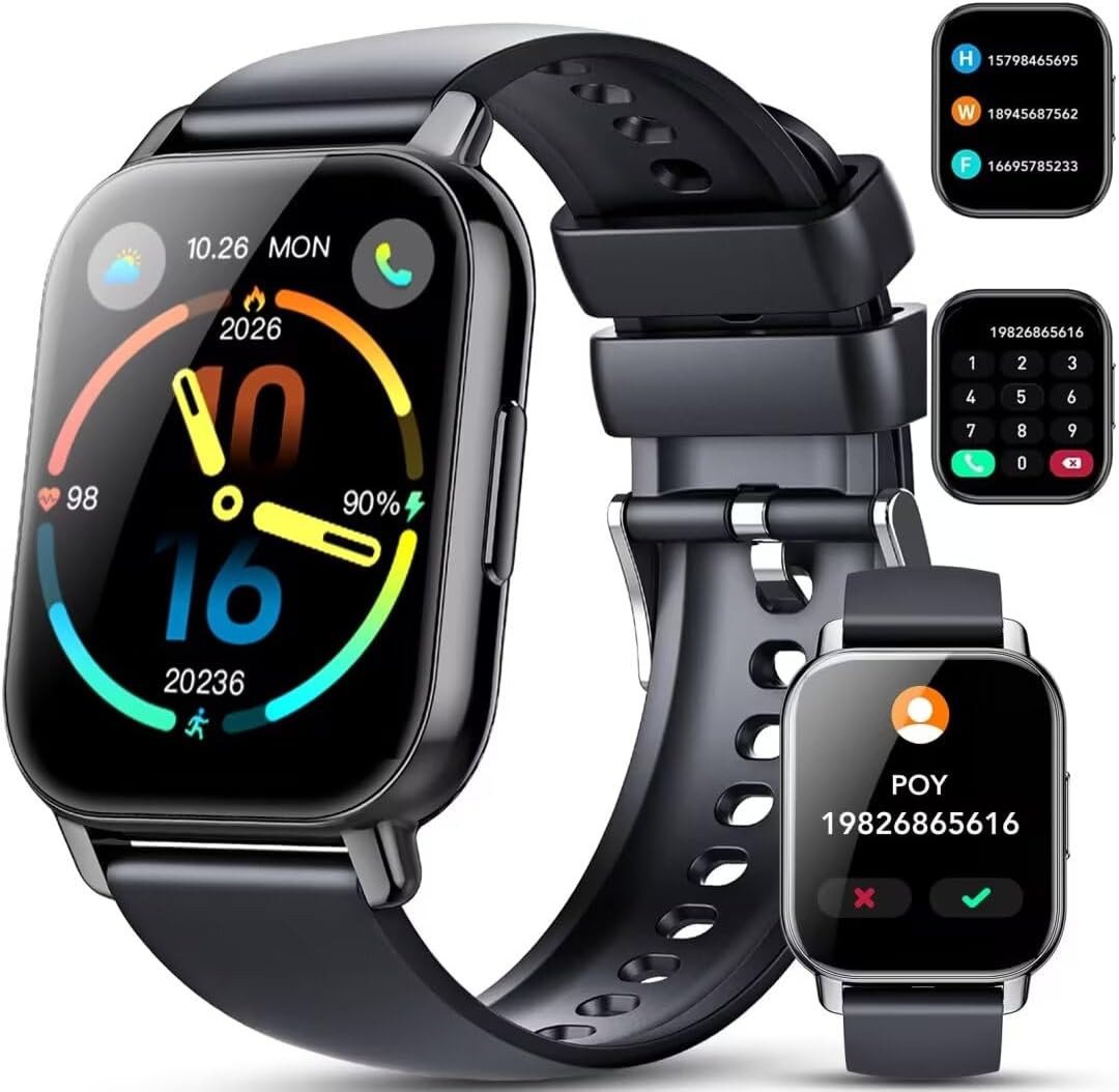 Hoxe für Männer Frauen Antwort/Anrufe HD Touchscreen Fitness Smartwatch (1.85 Zoll, Android / iOS), mit Herzfrequenz Schlaf-Monitor, 112 Sport-Modi, IP68 Wasserdicht von Hoxe