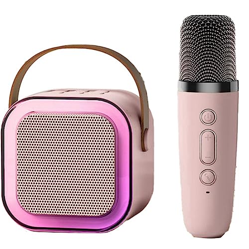 Hreyywo Mini-Karaoke-Bluetooth-Lautsprecher für Den AußEnbereich, Tragbar, mit Kabelloser Mikrofonkarte, Subwoofer, Hohe LautstäRke, Kindergeschenk D von Hreyywo