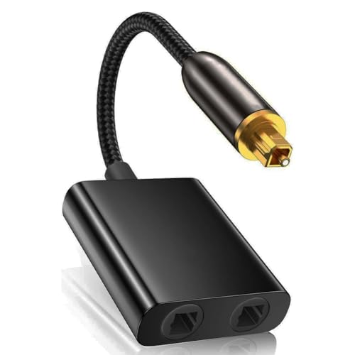 Hsdubygr Glasfaserkabel-Splitter, 2-In-1-Toslink-Konverter für HDTV, DVD, Digital-TV, Soundbar-Verstärker, Vergoldeter Anschluss von Hsdubygr