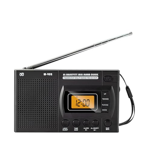 Hsdubygr Mini-LCD-Radio, Batteriebetrieben, Tragbar, AM/FM-Radio-Lautsprecher mit Teleskopantenne für Senioren, Spaziergänge, Sport, A von Hsdubygr