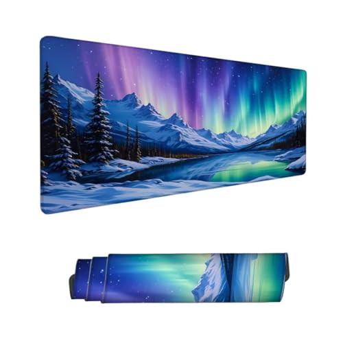 Aurora Mauspad XXL 500x250x3mm,Mousepad Lila Schreibtischunterlage,Wasserdichter Gaming Mauspad,Desk Mat mit Genähten Kanten,Mouse Pad mit Rutschfester Gummiunterseite Gaming Zubehör,Geschenk Hs-271 von Hsqpoobd