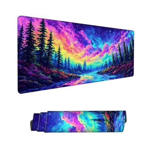 Bunt Mauspad XXL 1000x500x3mm,Mousepad Wolken Schreibtischunterlage,Wasserdichter Gaming Mauspad,Desk Mat mit Genähten Kanten,Mouse Pad mit Rutschfester Gummiunterseite Gaming Zubehör,Geschenk Hs-1 von Hsqpoobd