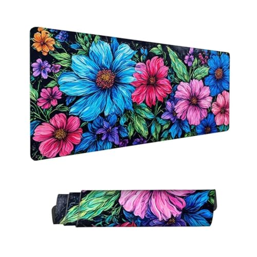 Gänseblümchen Mauspad XXL 1600x800mm,Mousepad Abstrakt Schreibtischunterlage,Wasserdichter Gaming Mauspad,Desk Mat mit Genähten Kanten,Mouse Pad mit Rutschfester Gummiunterseite Gaming Zubehör Hs-143 von Hsqpoobd