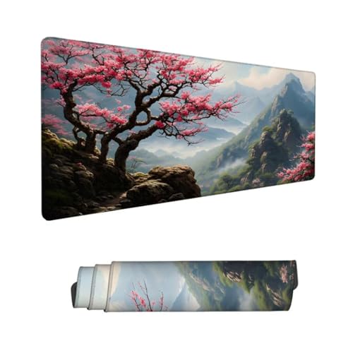 Gaming Mauspad XXL, Mauspad Landschaft Mousepad 1600x800mm, Schreibtischunterlage Kirschblüten Mousepad, Wasserdicht Mouse Pad, Verbessert Präzision und Geschwindigkeit, Gaming-Mauspads für PC Hs-892 von Hsqpoobd