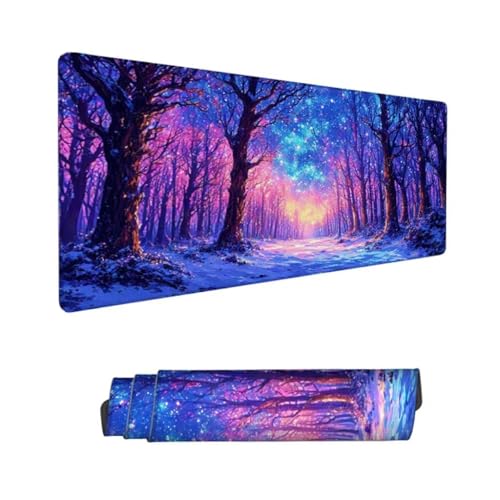 Gaming Mauspad XXL, Mauspad Lila Mousepad 1200x600x3mm, Schreibtischunterlage Wald Mousepad, Wasserdicht Anti-Rutsch Mouse Pad, Verbessert Präzision und Geschwindigkeit, Gaming-Mauspads für PC Hs-16 von Hsqpoobd